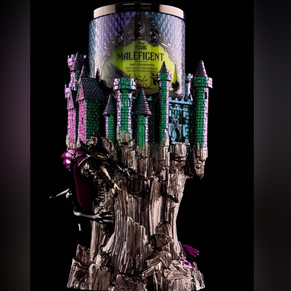NEW Bath & Body Works Disney Villains Maleficent Castle 3-Wick Candle Holder